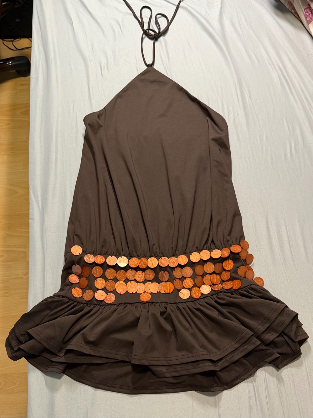 Peppermayo Melosa Beaded Halter Mini Dress